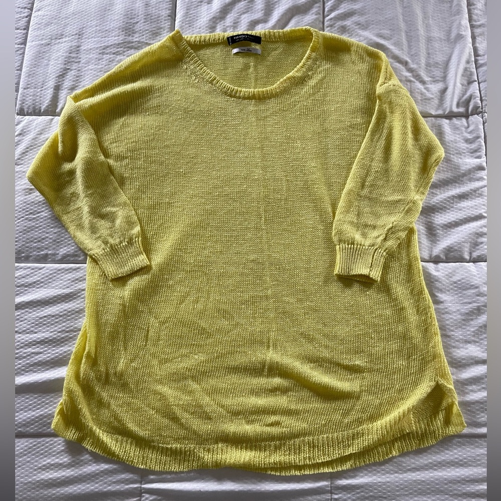 Summery Yellow MANGO Linen Sweater
